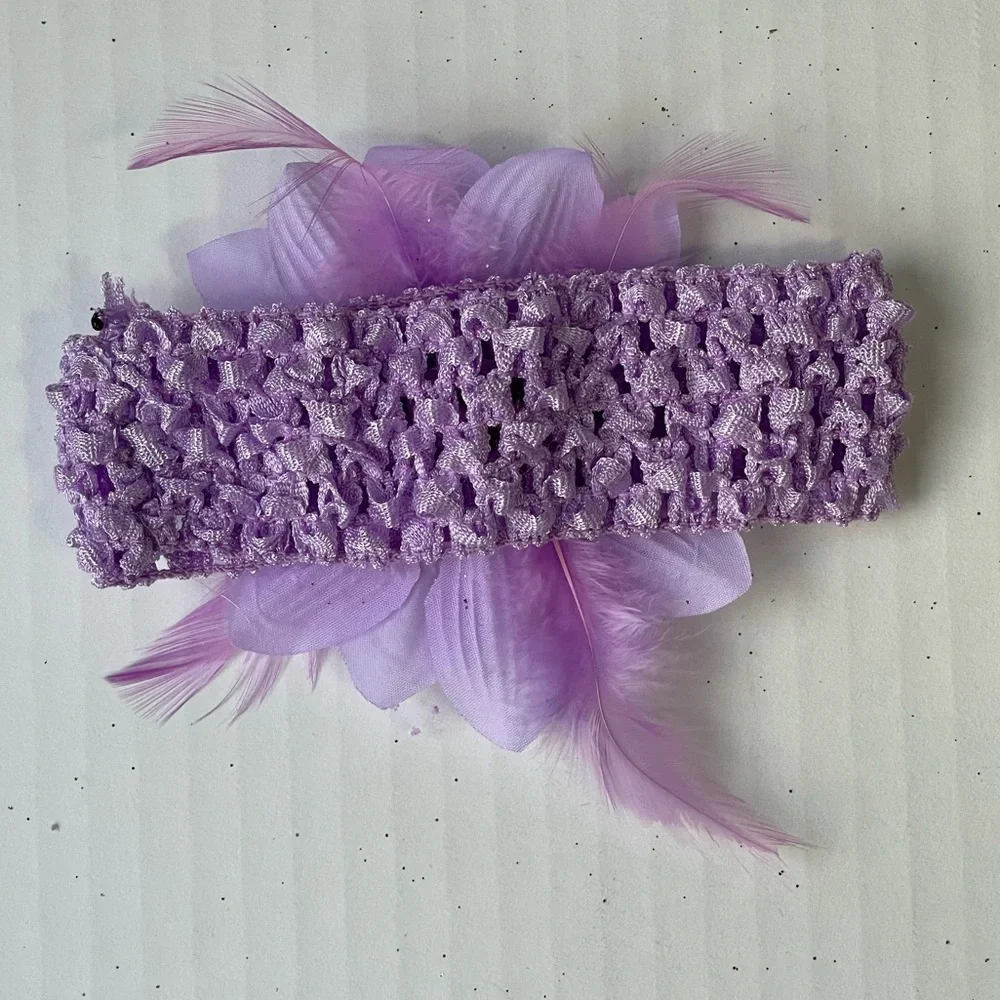Set of 3 Stretchy Toddler Kids Headbands Floral Glitter Feather